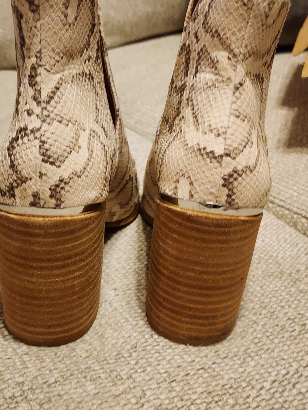 Steve Madden Taupe Snake-Print Cutout Ankle Boots - Picture 3 of 6